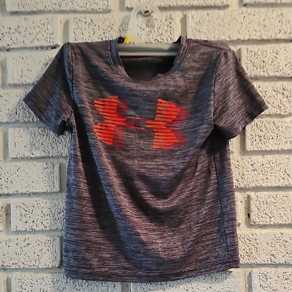 Under Armour Kids' Heathered Gray Tee with Orange Logo